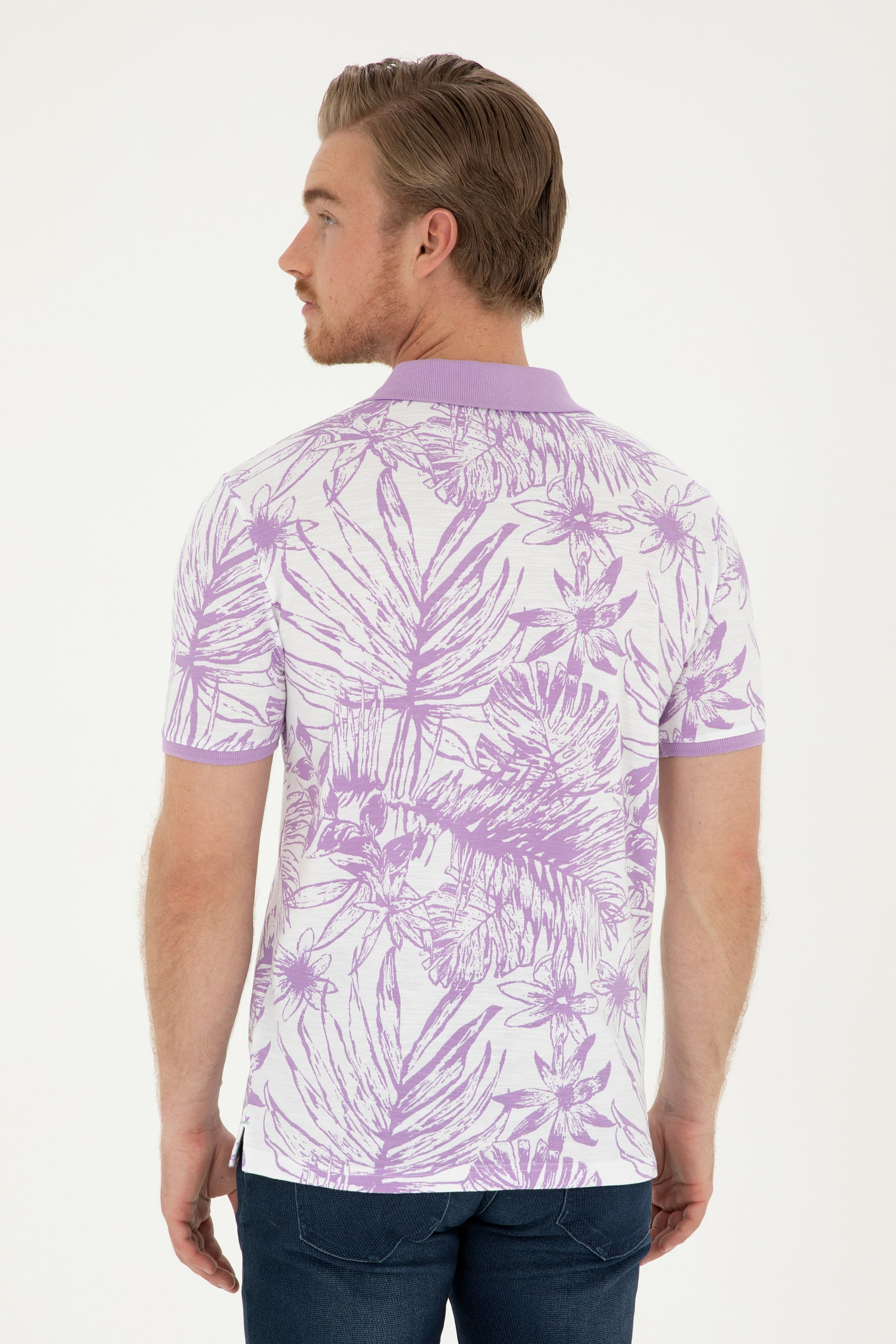Men's Regular Fit Polo Neck Lilac T-Shirt