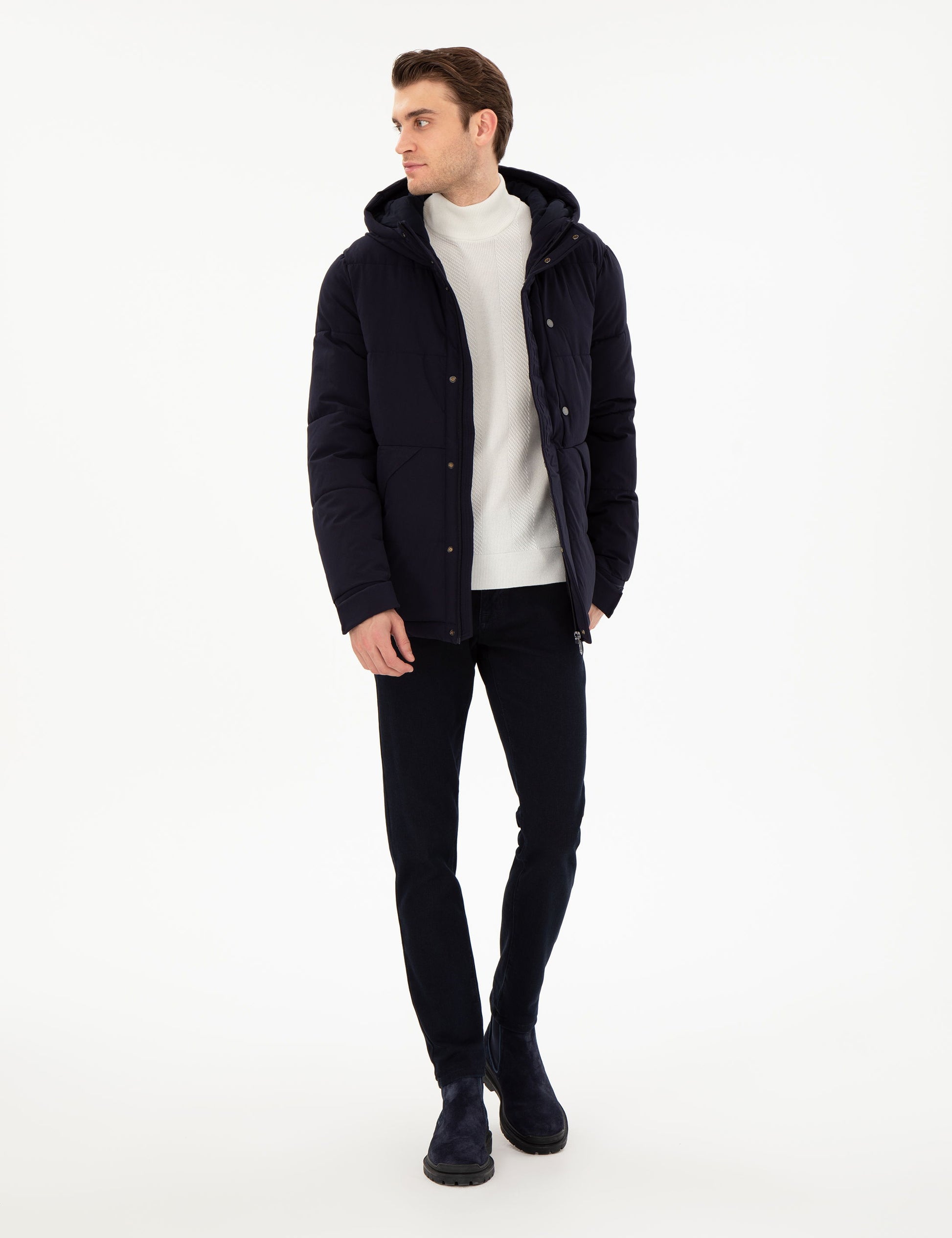 Navy Regular Fit Coat