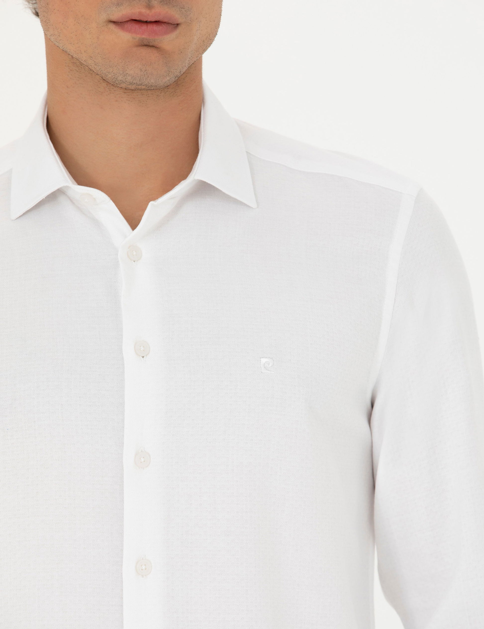 White Slim Fit Long Sleeve Shirt