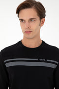 Men's Regular Fit Crew Neck Black Sweatshirt