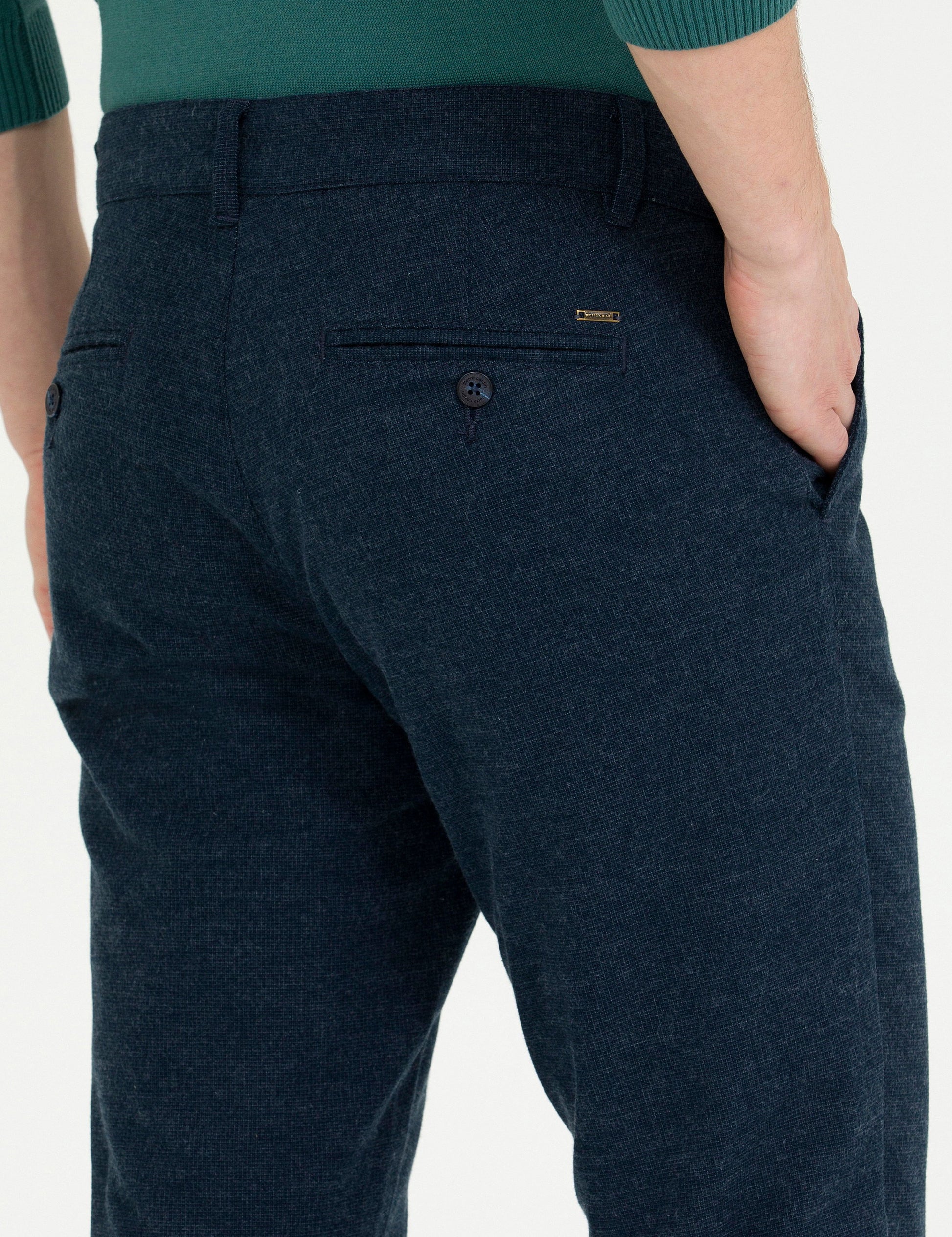 Navy Blue Slim Fit Canvas Pants