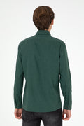 Men's Dark Green Long Sleeve Basic Shirt