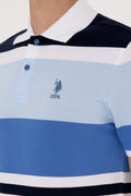 Men's Regular Fit Polo Neck Indigo T-Shirt
