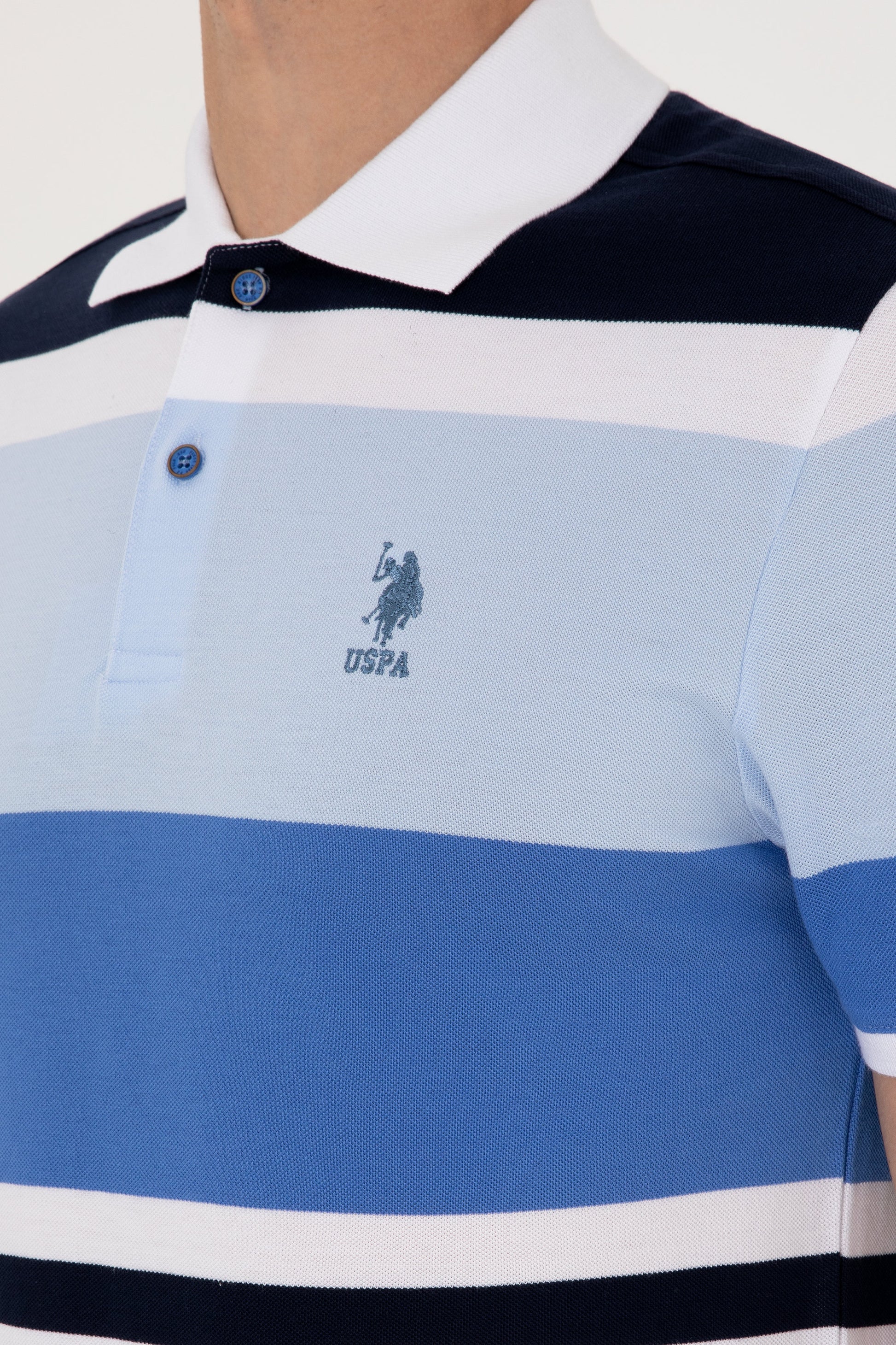 Men's Regular Fit Polo Neck Indigo T-Shirt