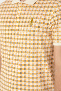 Men's Regular Fit Polo Neck Cream Print T-shirt