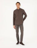 Brown Slim Fit Long Sleeve Shirt