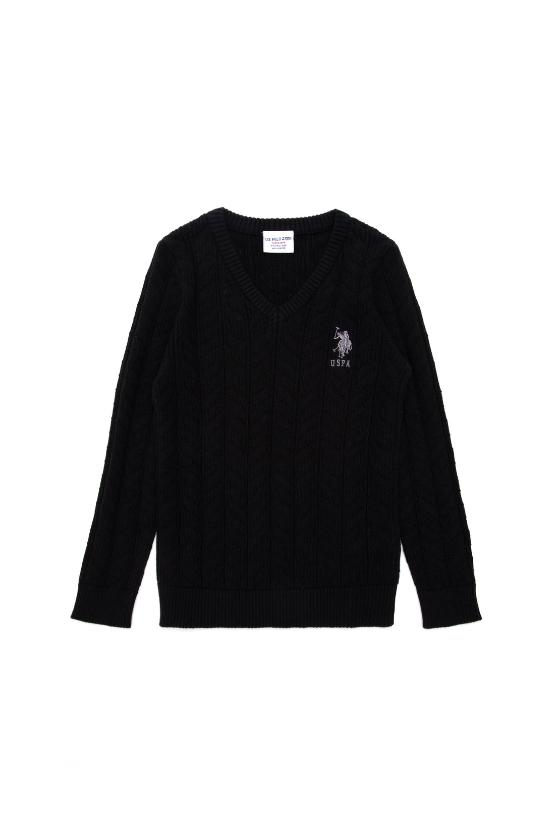 Boys' Black Basic V Neck Sweater