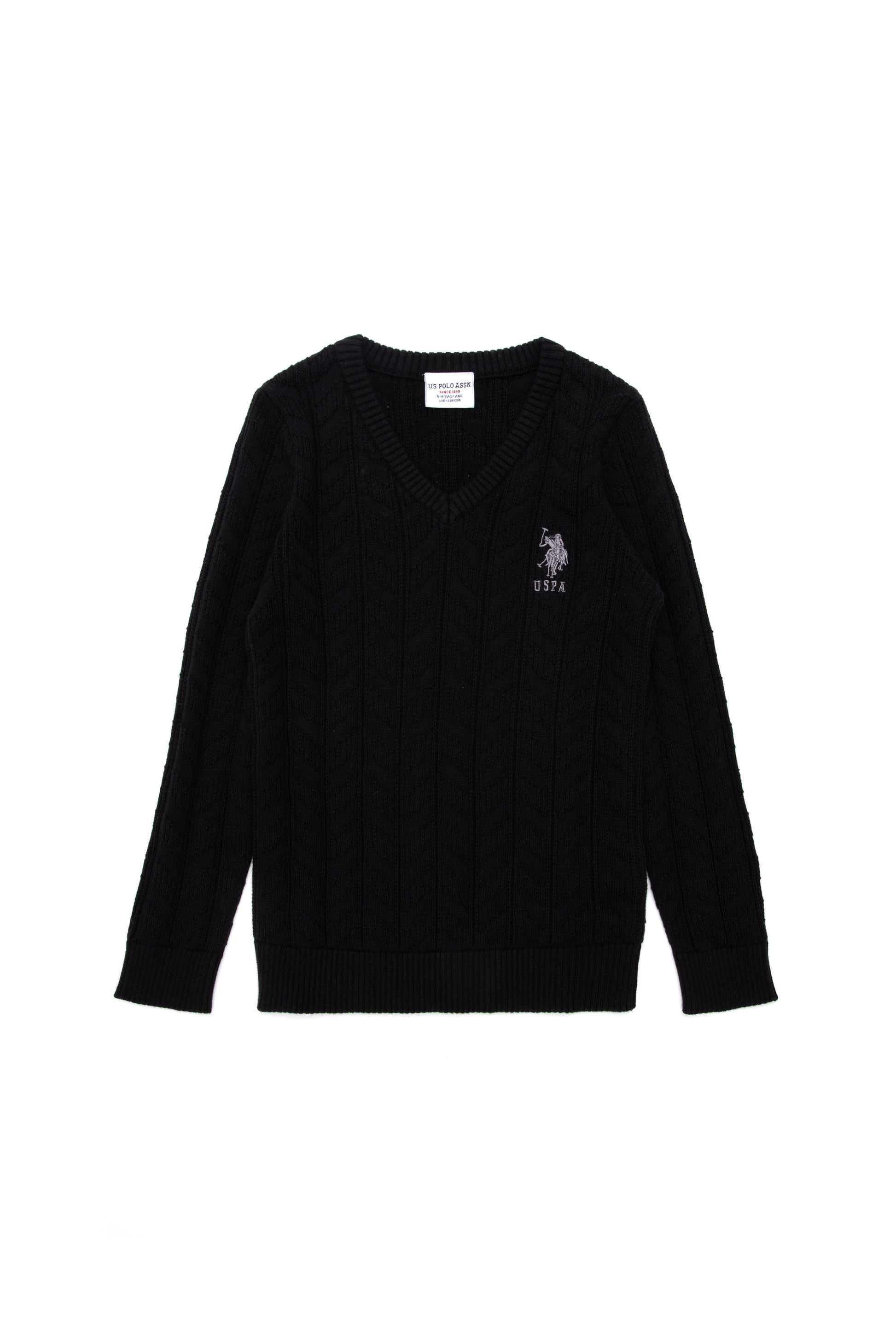 Boys' Black Basic V Neck Sweater