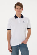 Men's Regular Fit Polo Neck White Basic T-Shirt