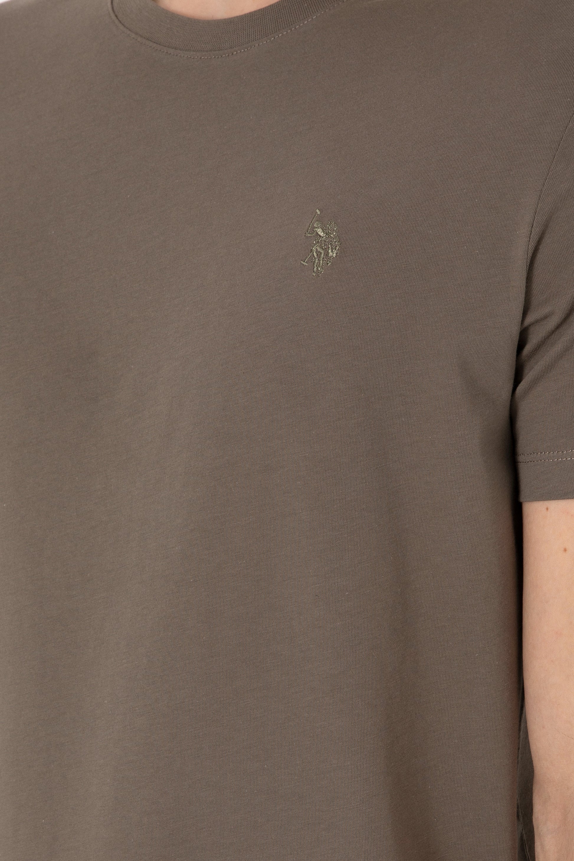 Men's Regular Fit Crew Neck Khaki T-Shirt