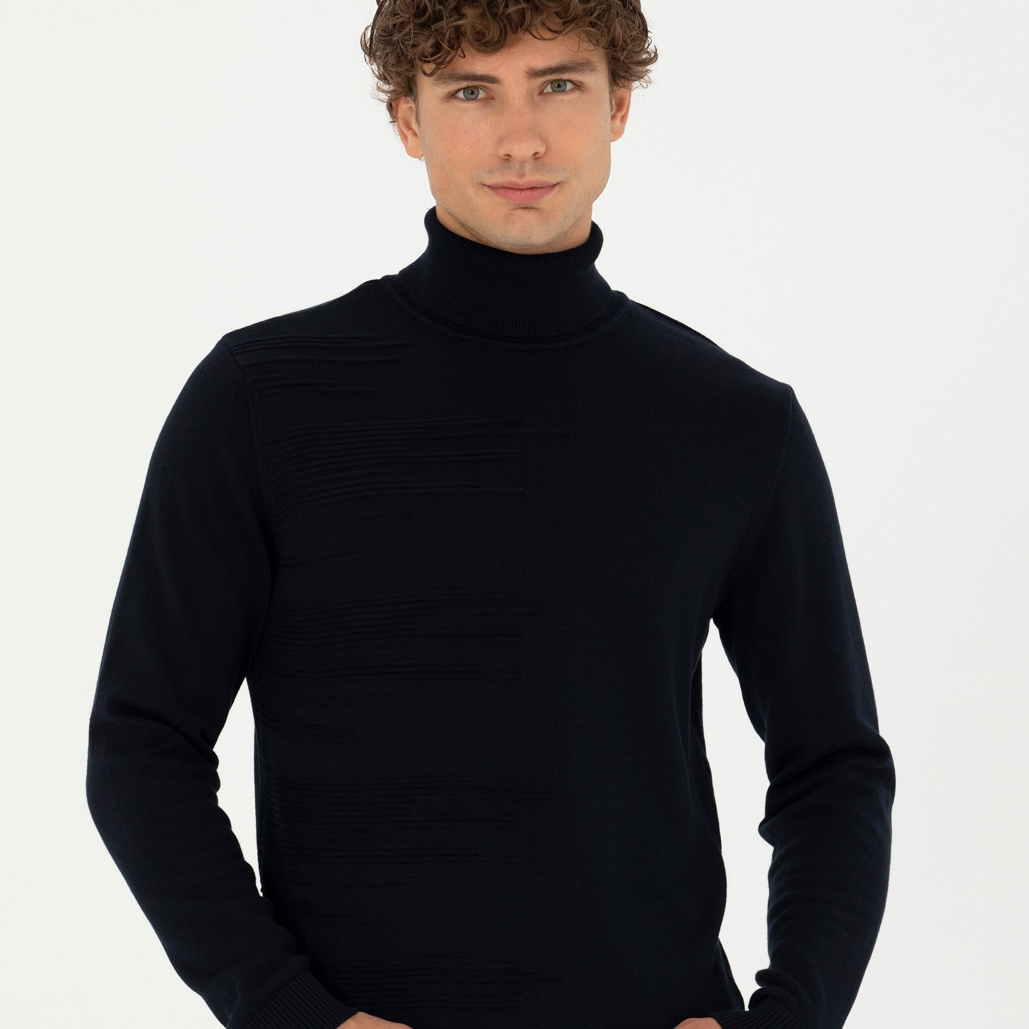 Navy Blue Slim Fit Sweater