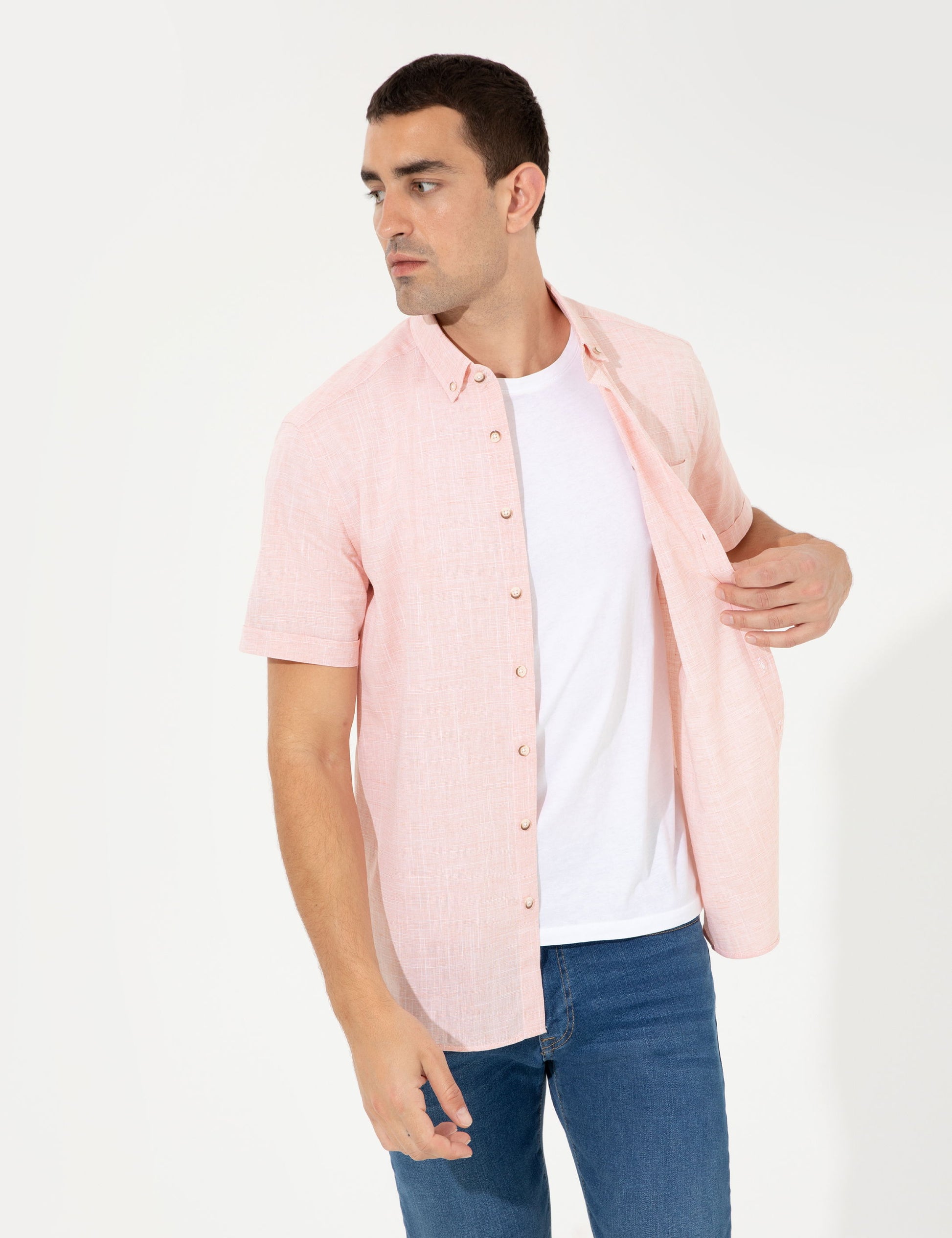Orange Regular Fit Short Sleeve Shirt