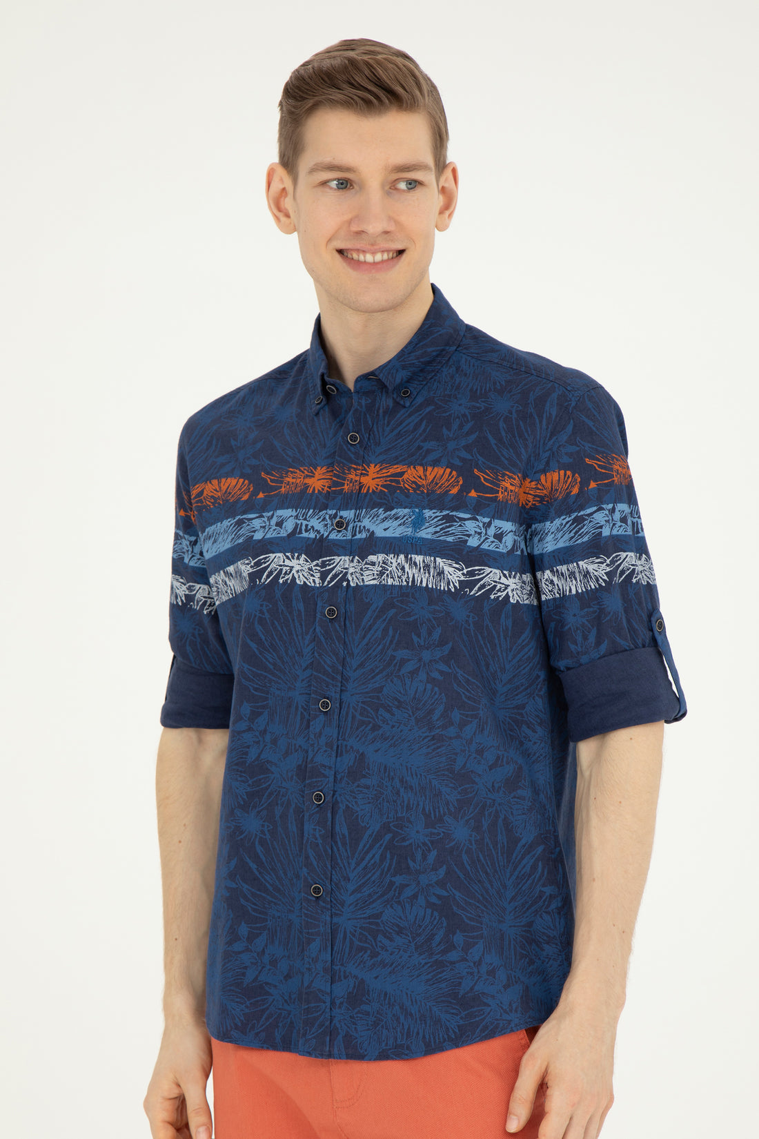 Men's Navy Blue Long Sleeve Shirt