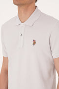 Men's Slim Fit Polo Neck Light Gray Basic T-Shirt
