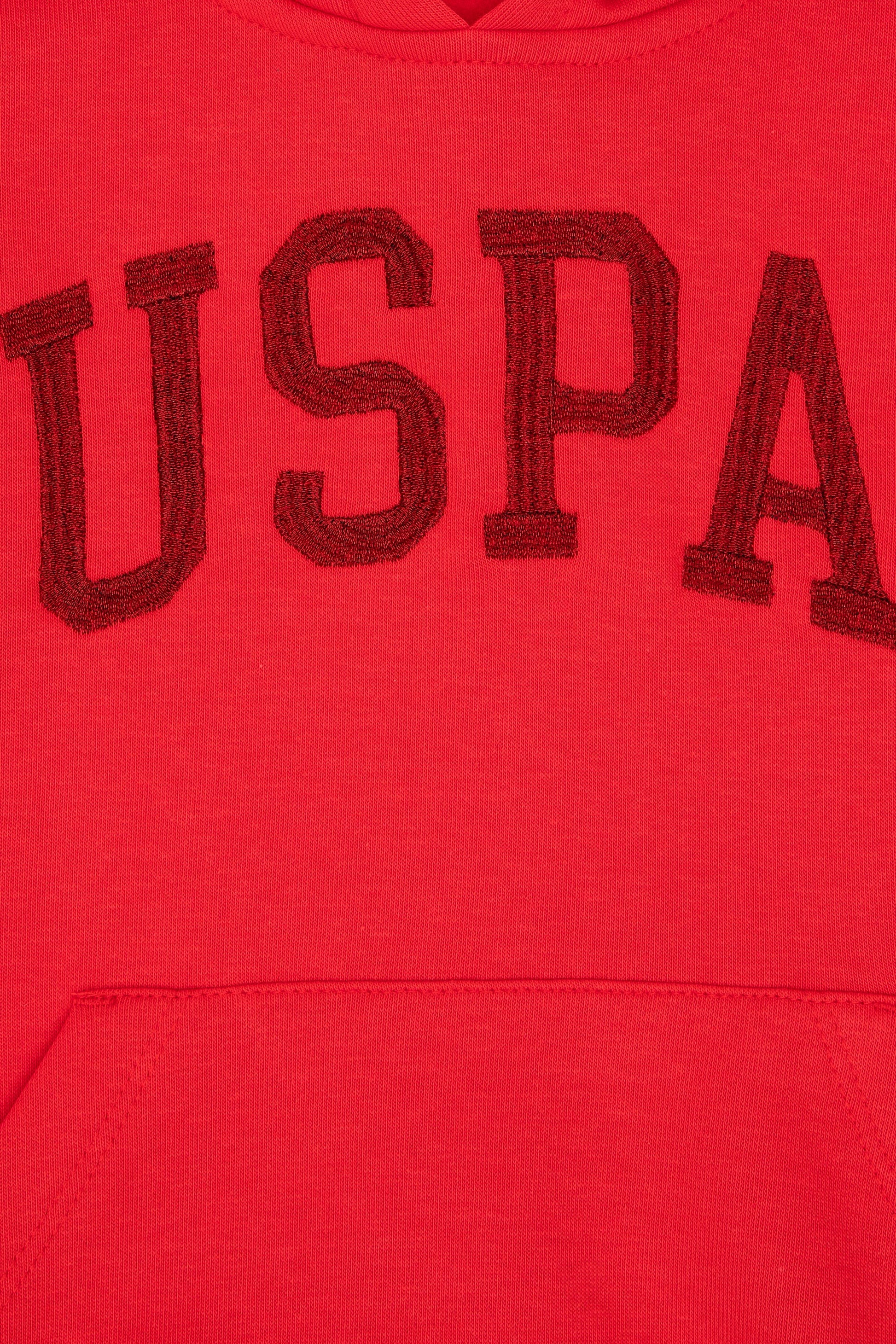 Girls' Red Basic Hooded Sweatshirt