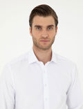 White Slim Fit Chunky Long Sleeve Shirt