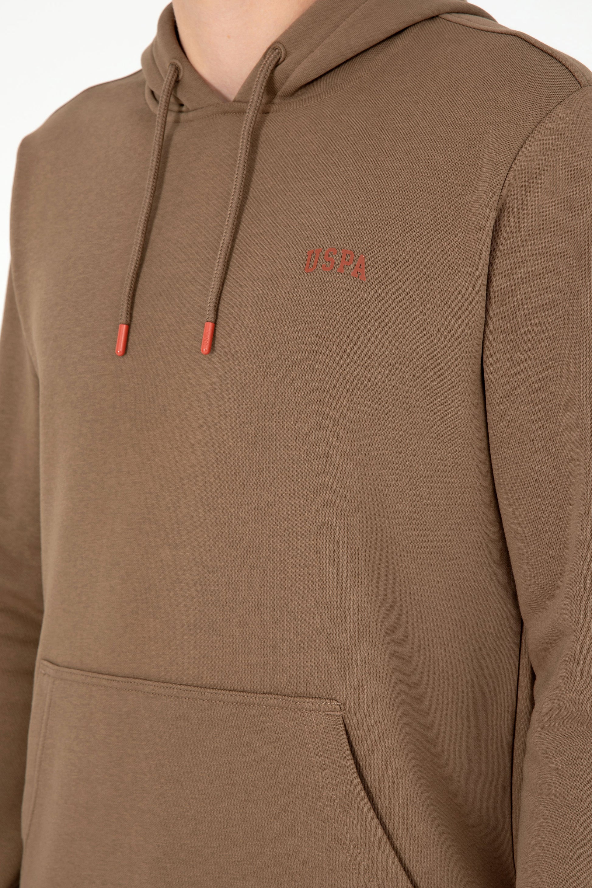 Men's Hooded Khaki Basic Charcoal Sweatshirt