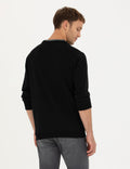 Black Regular Fit Crew Neck Sweatshirt