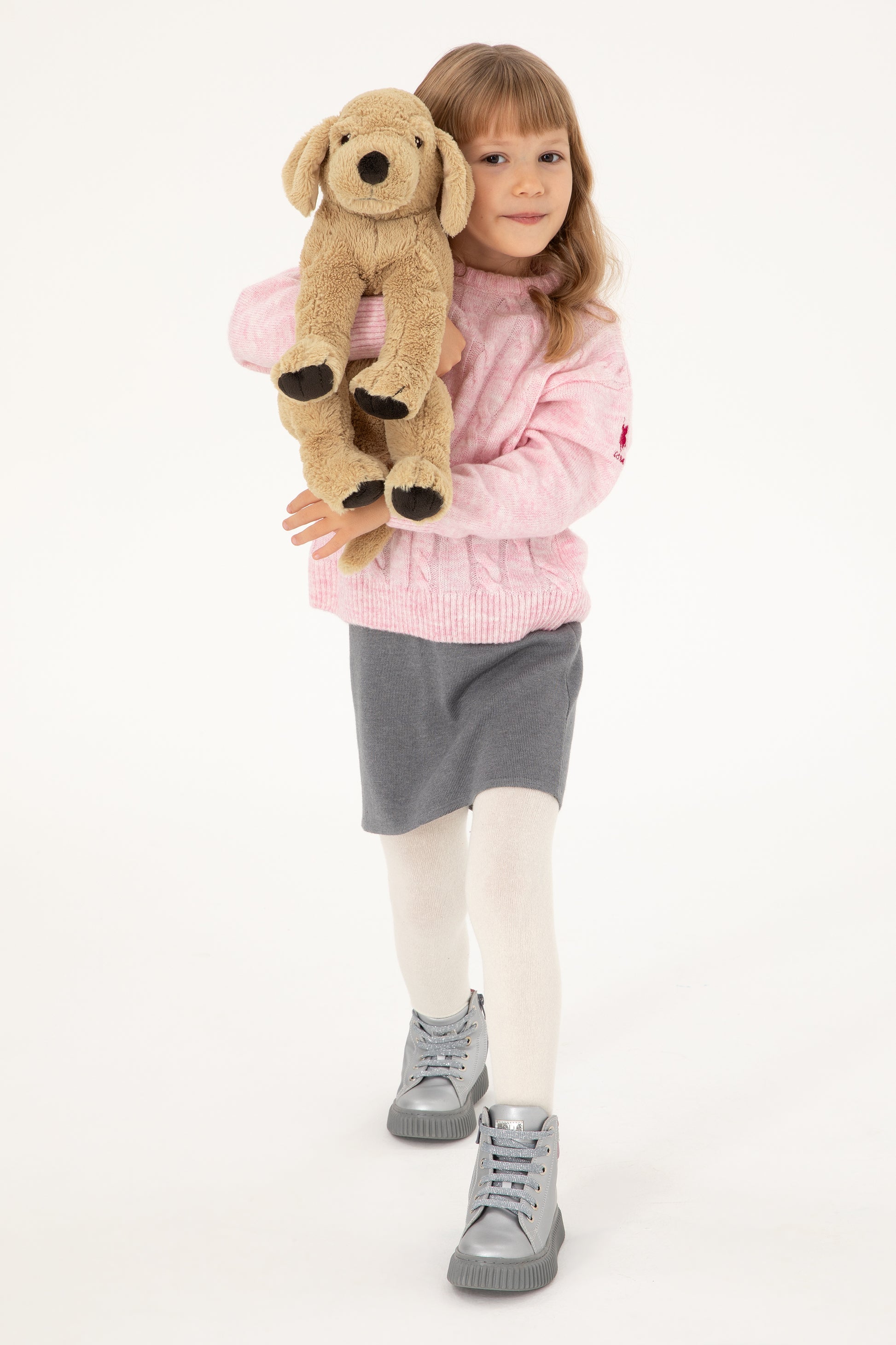 Girls' Grey Melange Knitwear Skirt