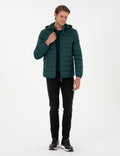 Green Hooded Cropped Slim Coat