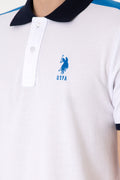 Men's Regular Fit Polo Neck White T-Shirt