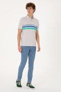 Men's Regular Fit Polo Neck Light Grey T-Shirt