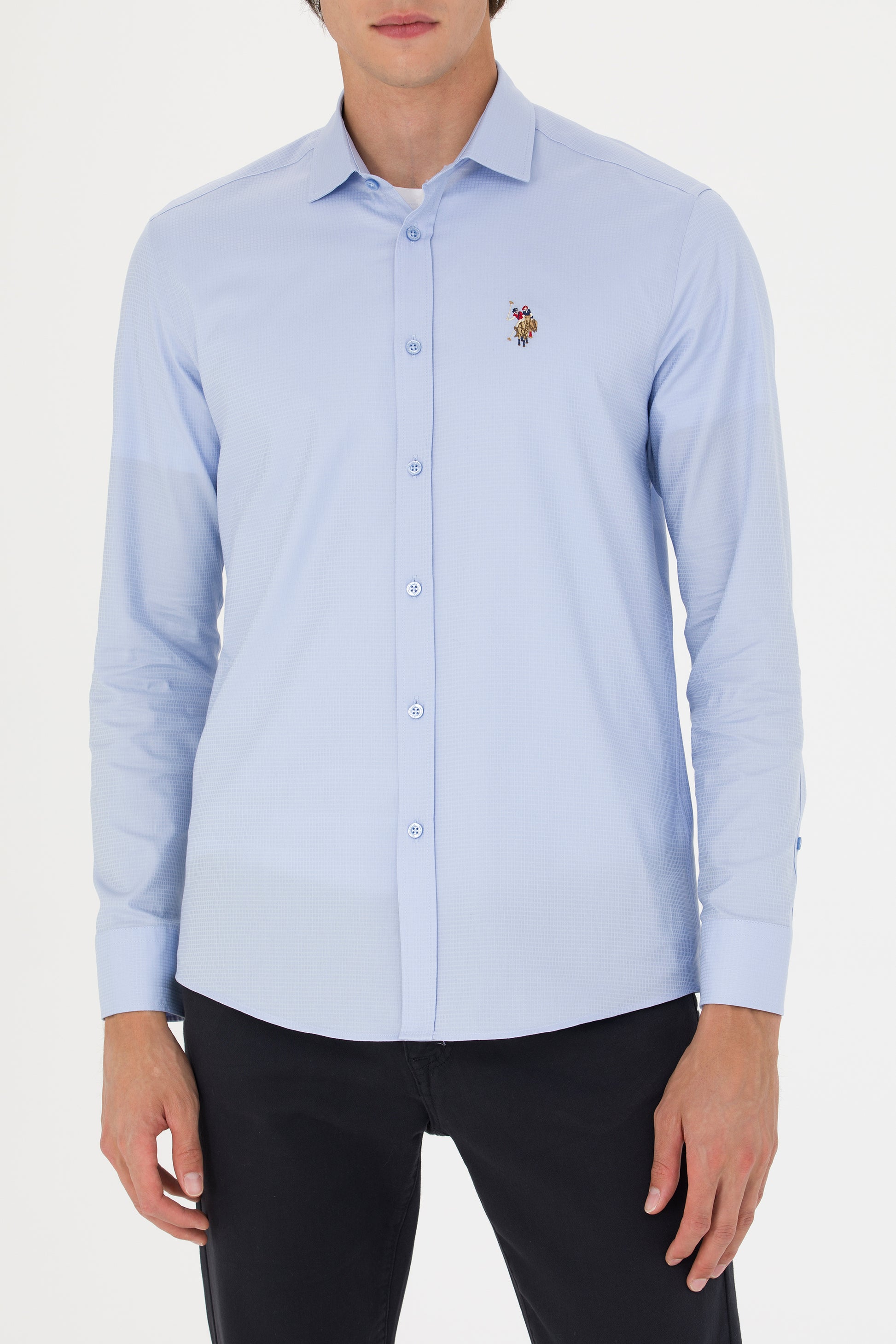 Men's Blue Long Sleeve Shirt