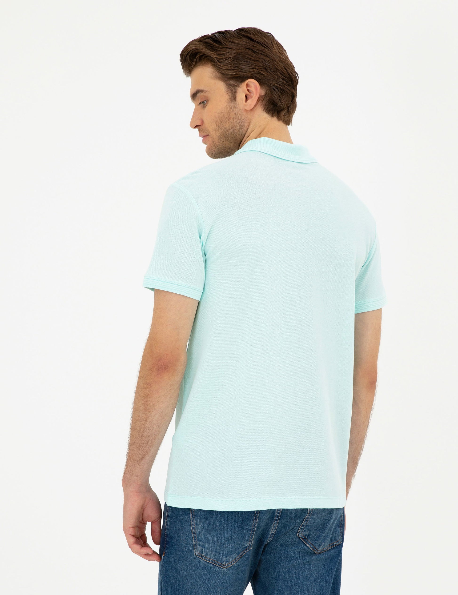 Aqua Green Slim Fit Basic T-Shirt