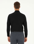 Black Slim Fit Chunky Long Sleeve Shirt