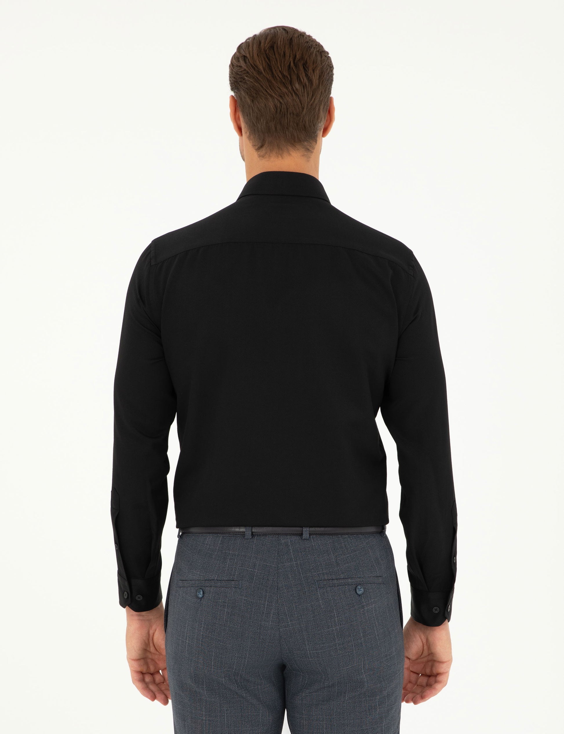 Black Slim Fit Chunky Long Sleeve Shirt