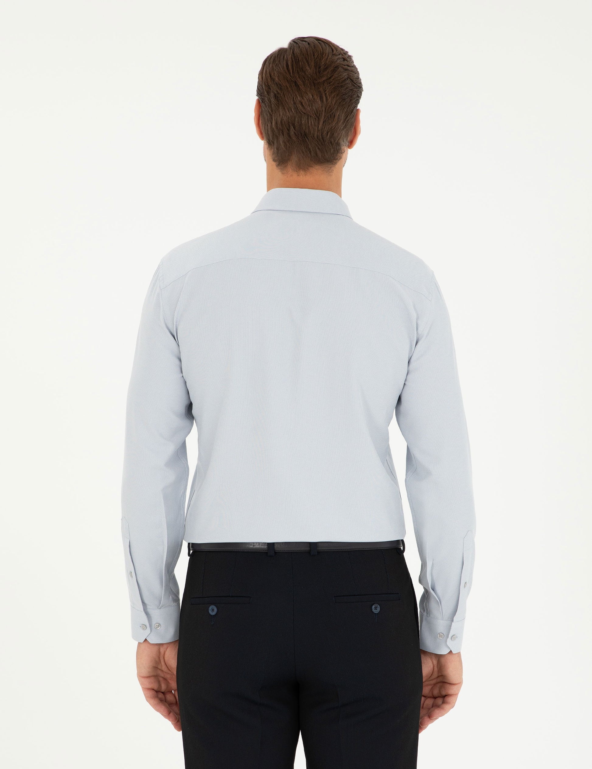 Grey Oxford Slim Fit Long Sleeve Shirt