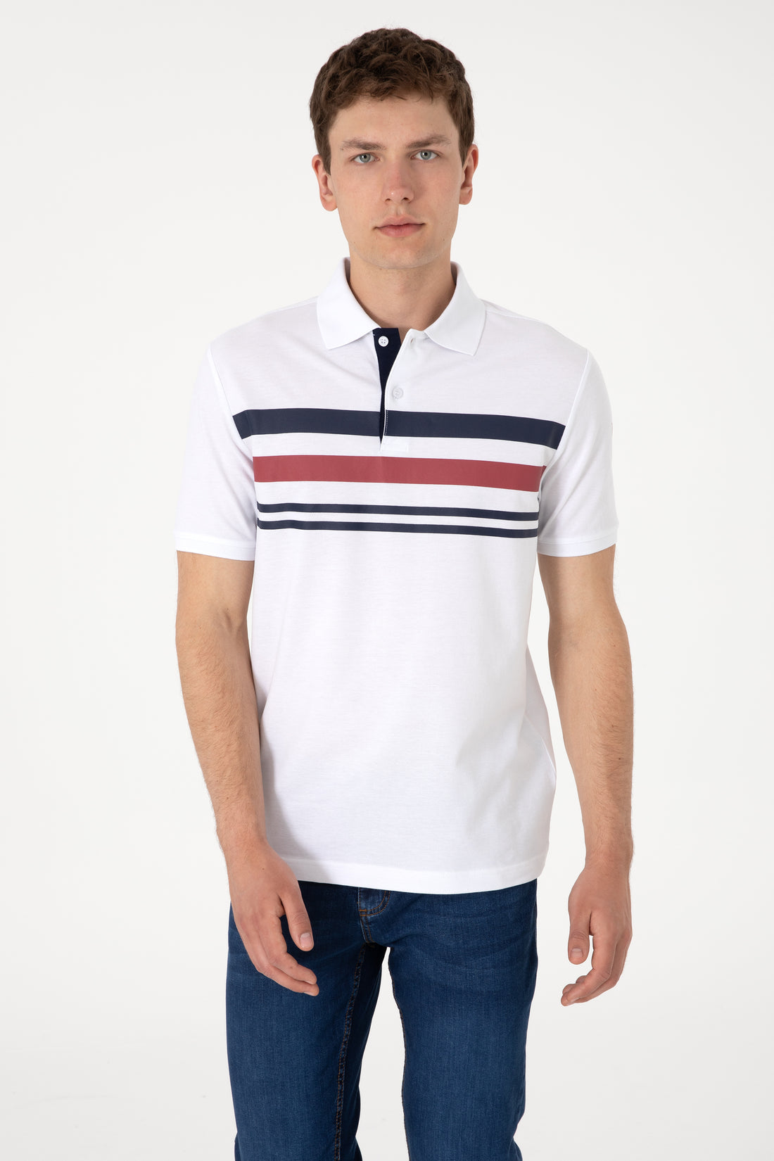 Men's Regular Fit Polo Neck White T-Shirt