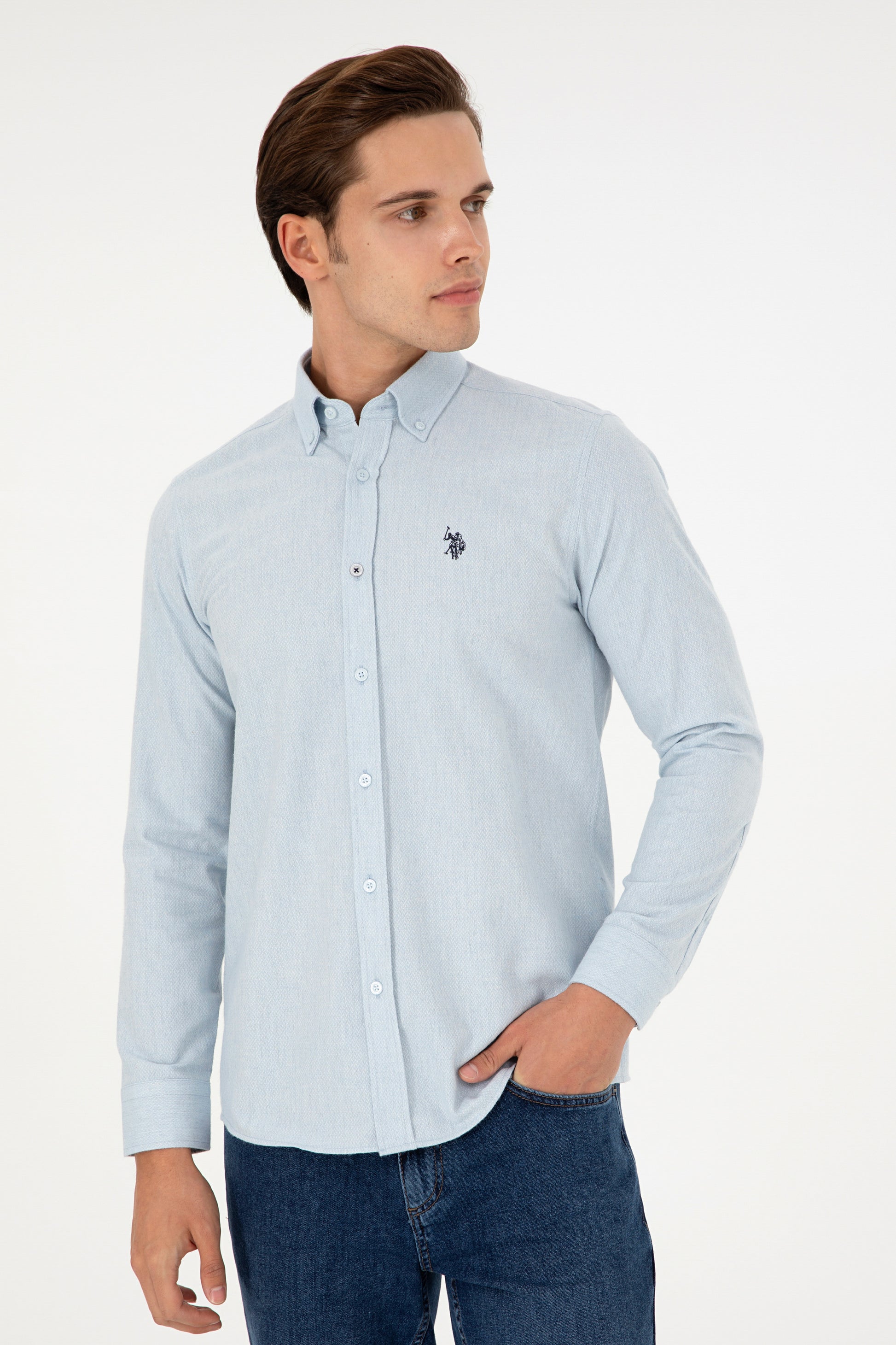 Men's Light Blue Long Sleeve Shirt