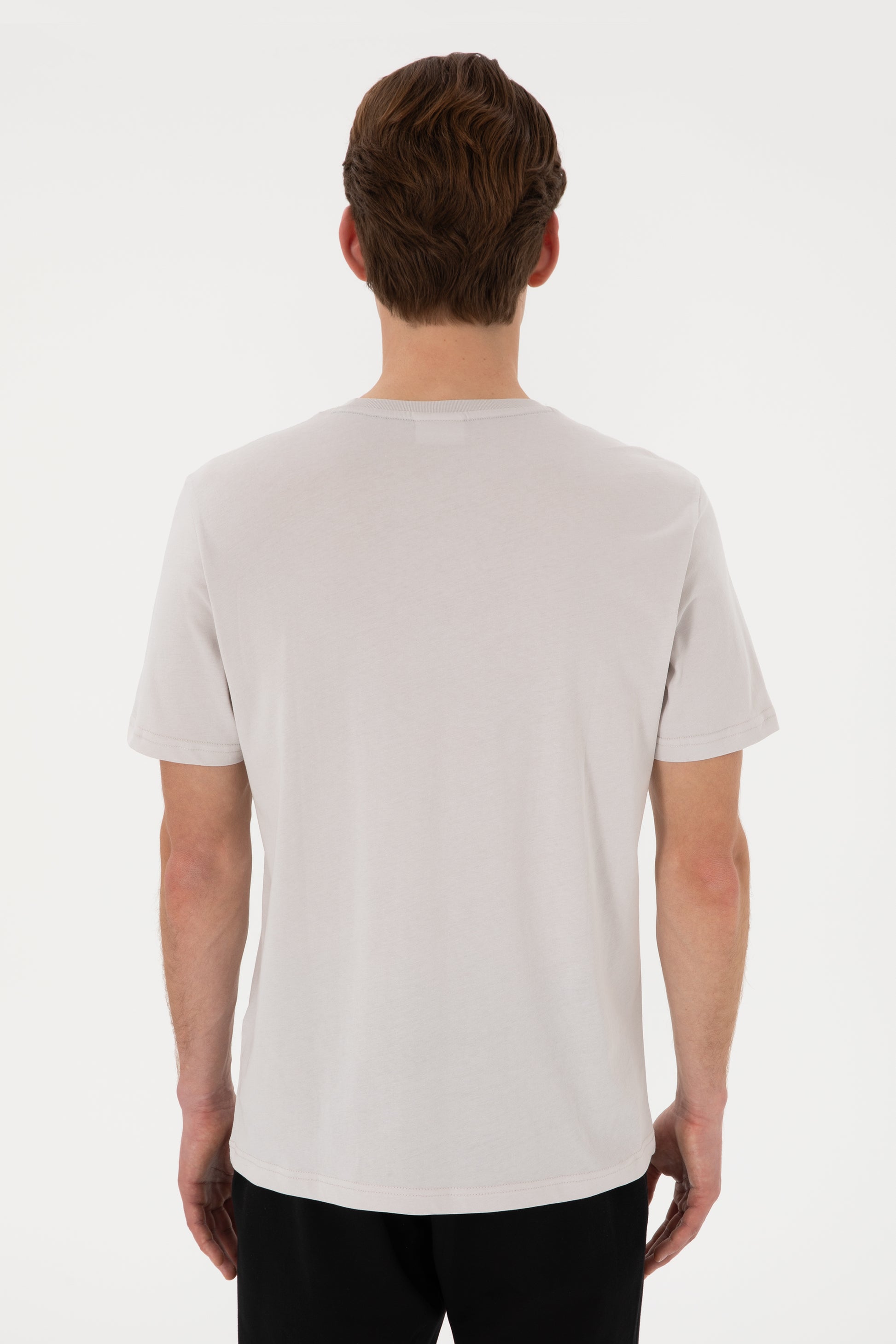 Men's Regular Fit Crew Neck Light Grey T-Shirt