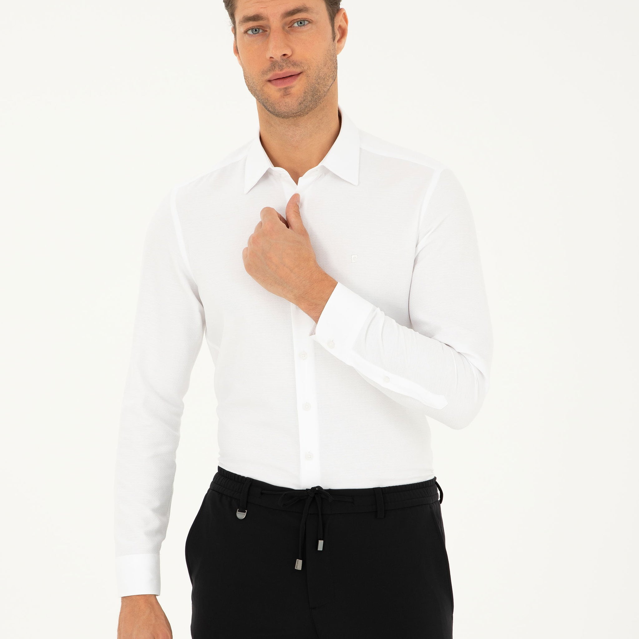 White Striped Slim Fit Long Sleeve Shirt