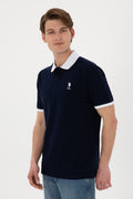 Men's Regular Fit Polo Neck Navy Basic T-Shirt