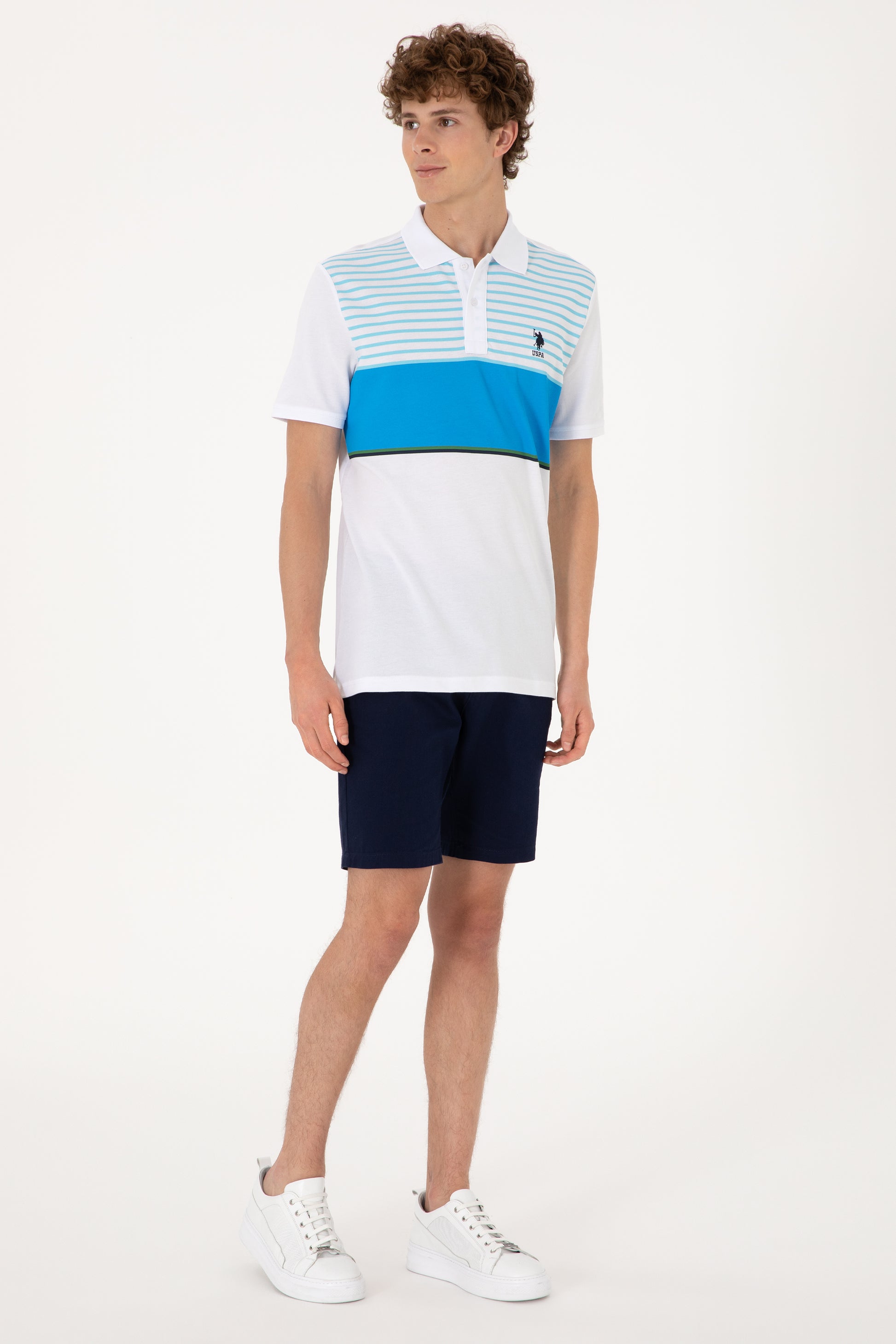 Men's Regular Fit Polo Neck Turquoise T-shirt