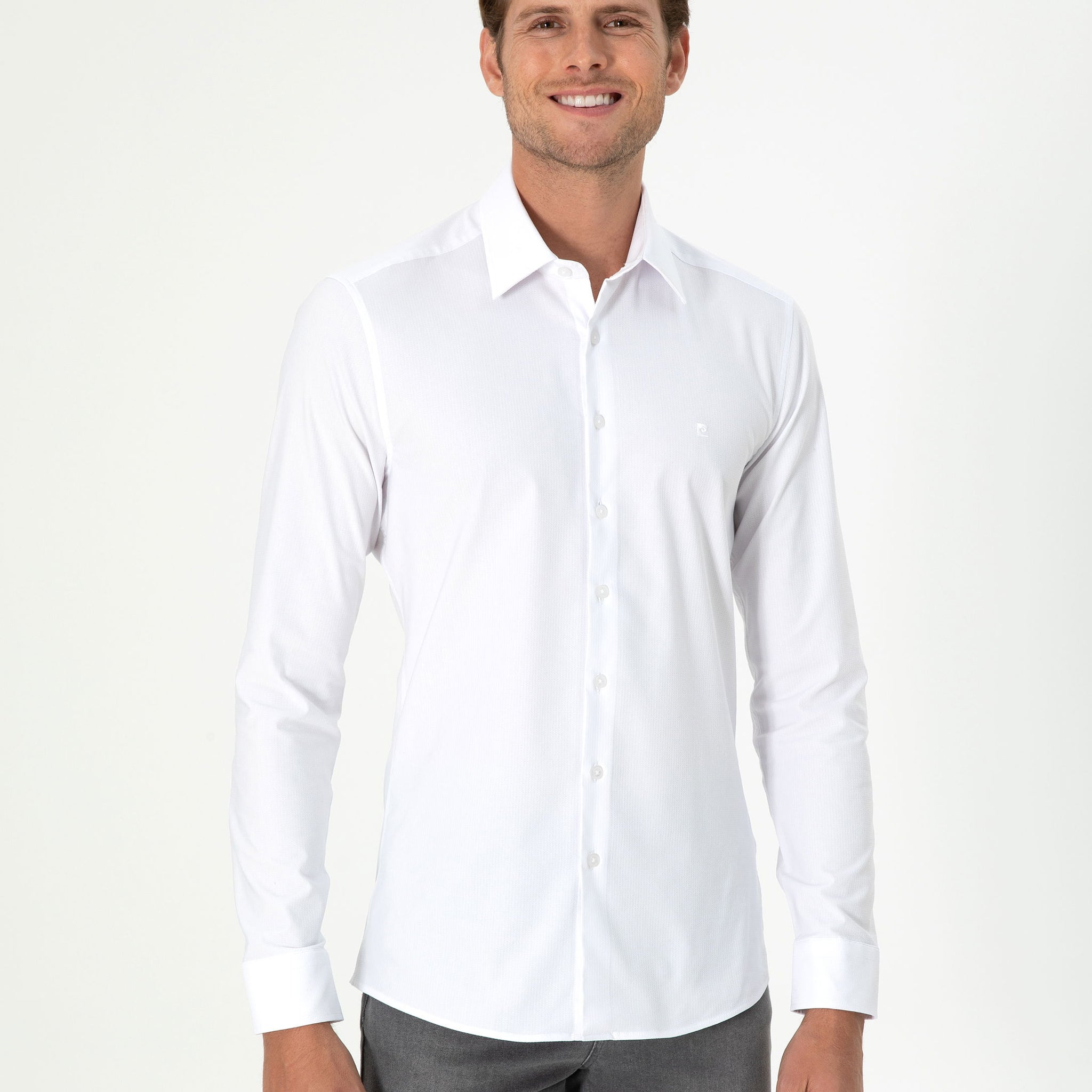White Ex. Slim Fit Long Sleeve Shirt