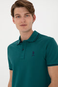 Men's Slim Fit Polo Neck Dark Green Basic T-Shirt