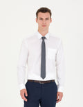 White Regular Fit Long Sleeve Basic Shirt