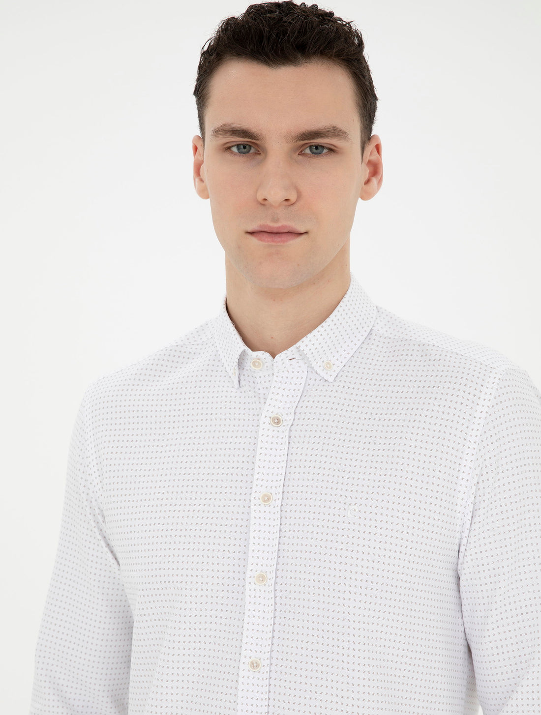 Beige Slim Fit Long Sleeve Shirt