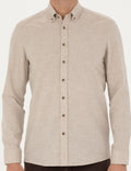 Beige Slim Fit Long Sleeve Shirt