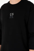 Men's Comfort Fit Crew Neck Black Basic Sweatshirt