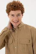 Men's Khaki Long Sleeve Shirt