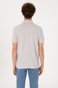 Men's Regular Fit Polo Neck Light Grey T-Shirt