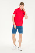 Men's Red Basic Polo Neck T-Shirt