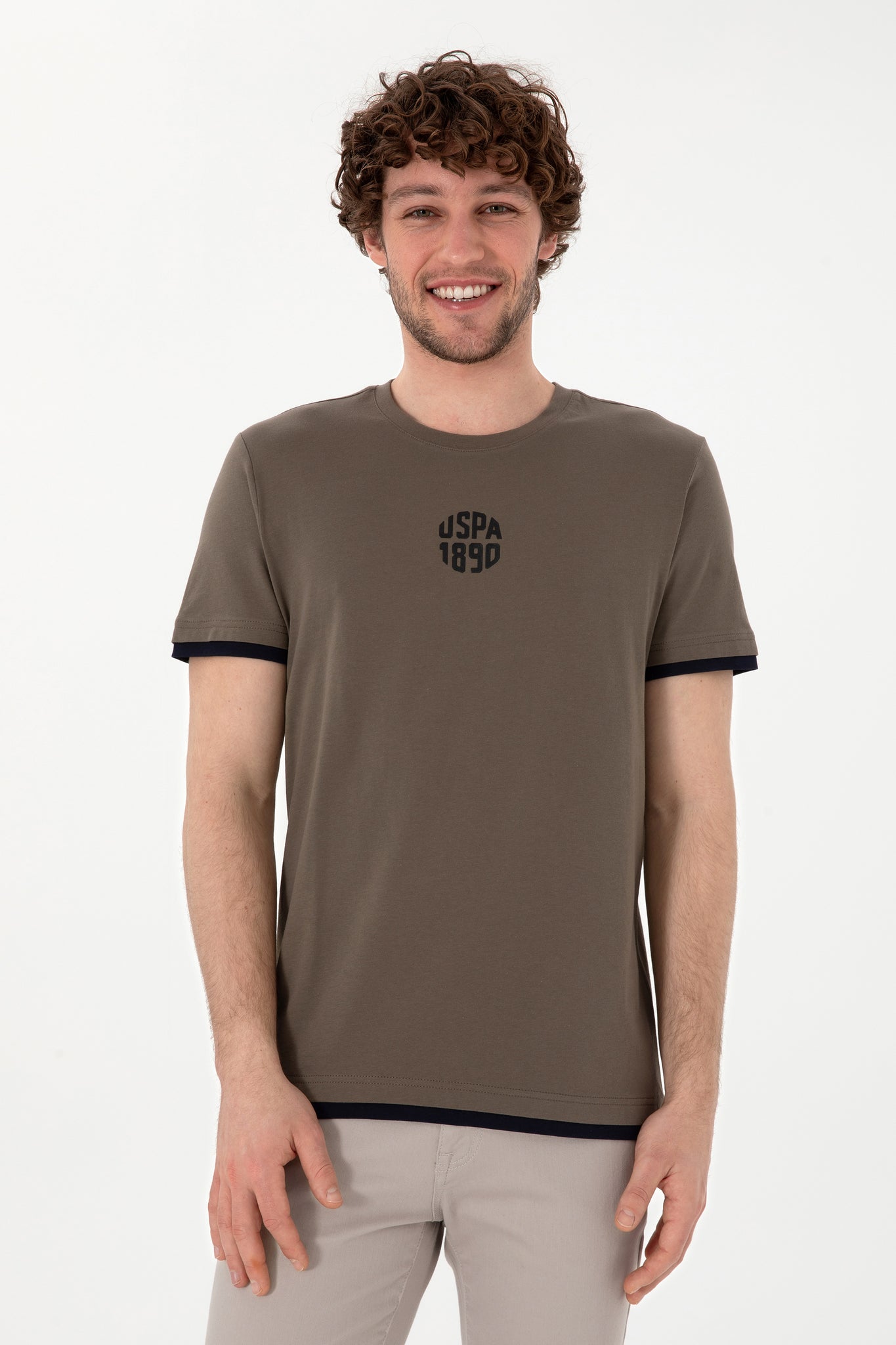 Men's Regular Fit Crew Neck Mink T-Shirt