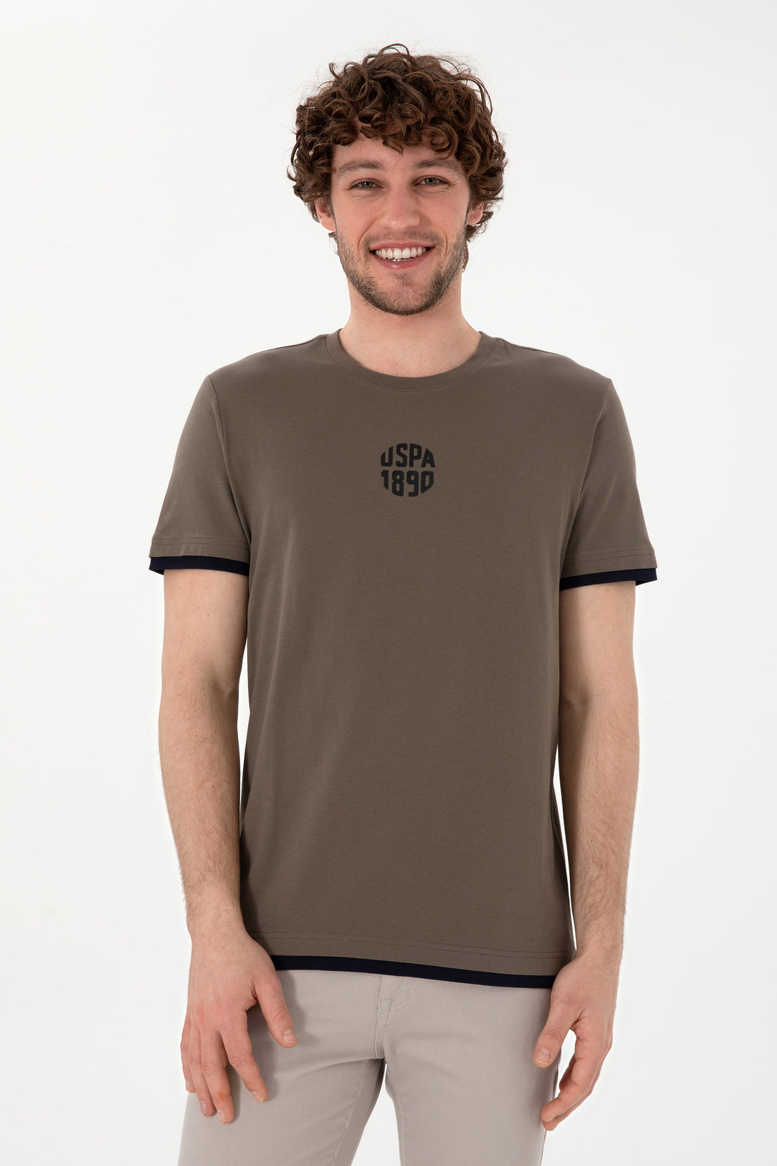 Men's Regular Fit Crew Neck Mink T-Shirt