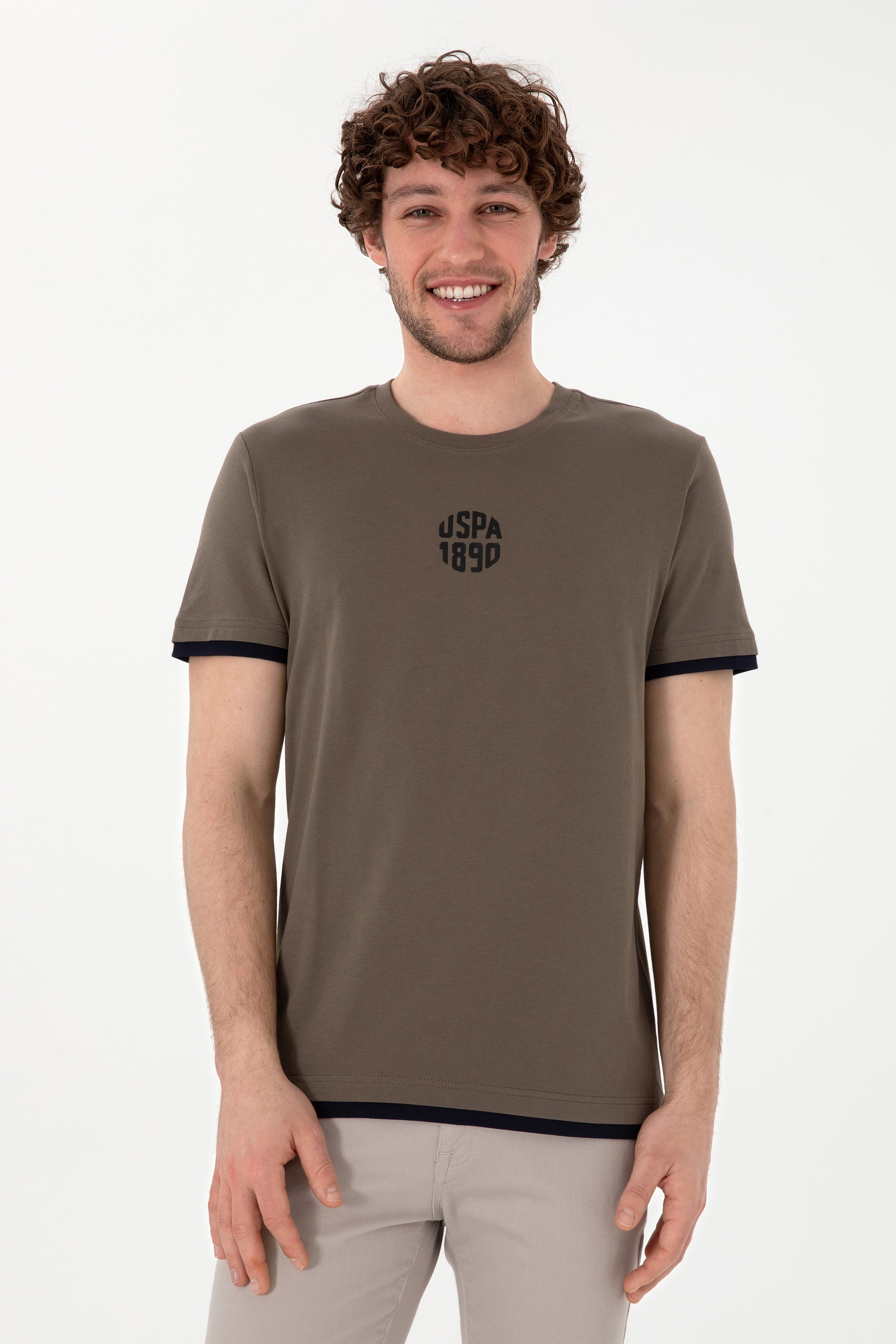 Men's Regular Fit Crew Neck Mink T-Shirt