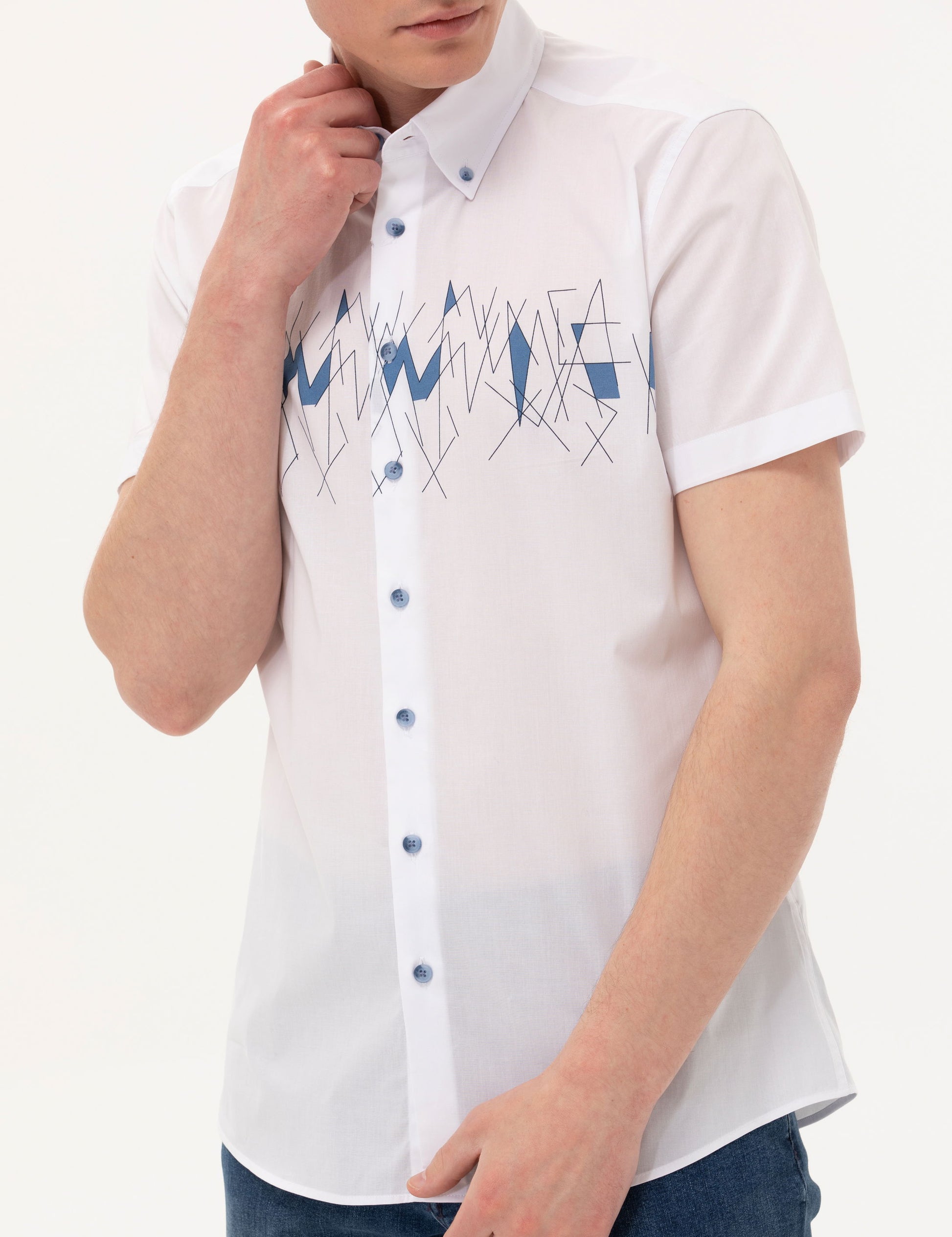Navy Blue Ex. Slim Fit Short Sleeve Shirt